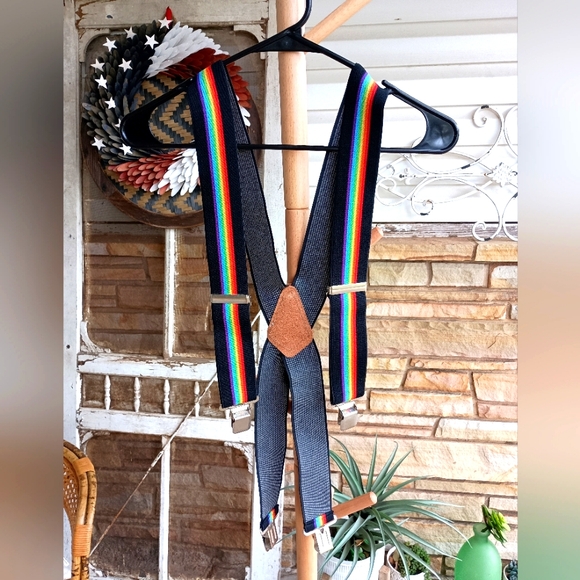 Rainbow Suspenders Costume Cosplay & Pride Retro 70’s 80’s_Adjustable - Picture 1 of 6
